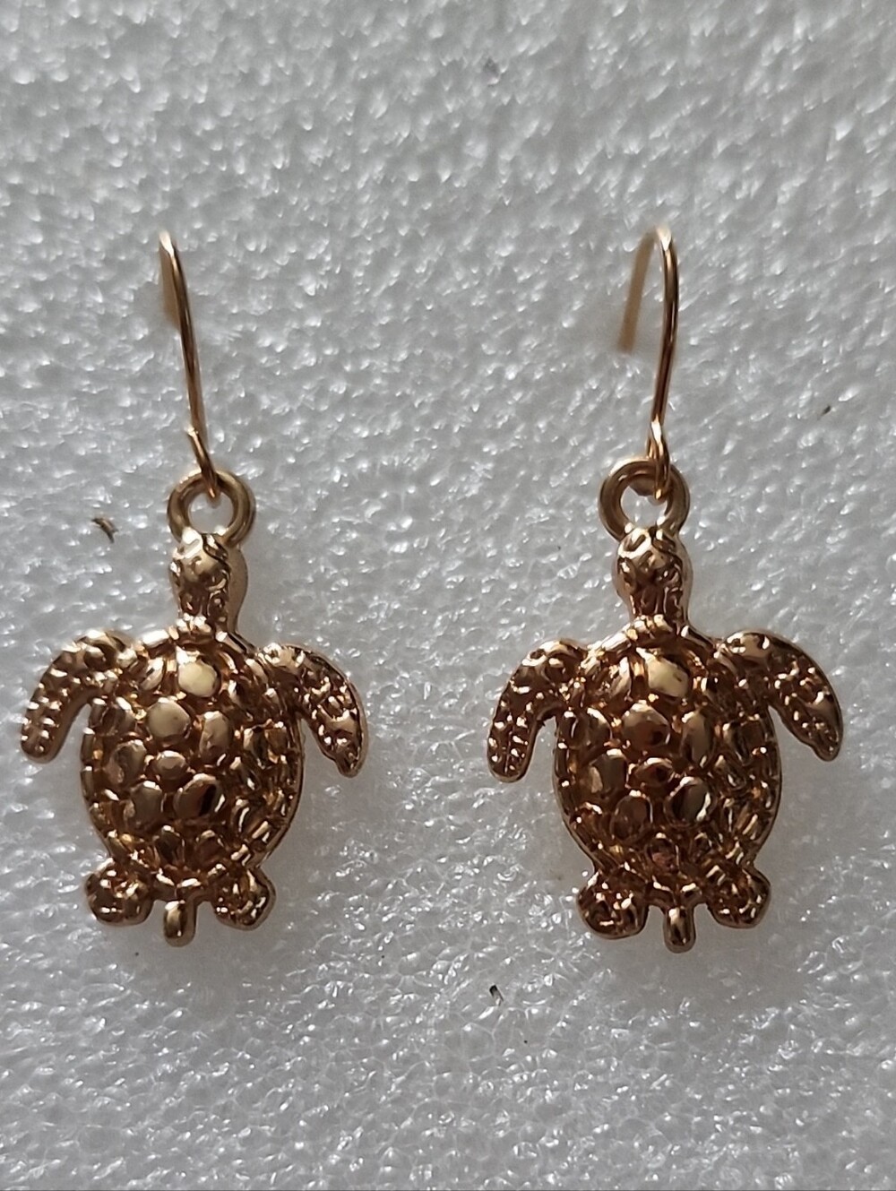 Hand Crafted Gold Turtle Dangle Earrings